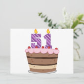 Leeftijd 51 op de Birthday Cake Kaart (Staand voorkant)