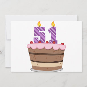 Leeftijd 51 op de Birthday Cake Kaart