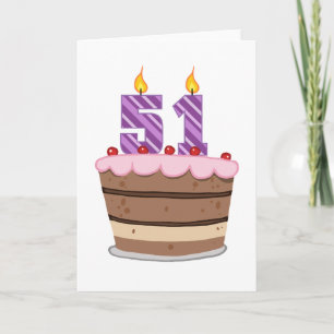 Leeftijd 51 op de Birthday Cake Kaart