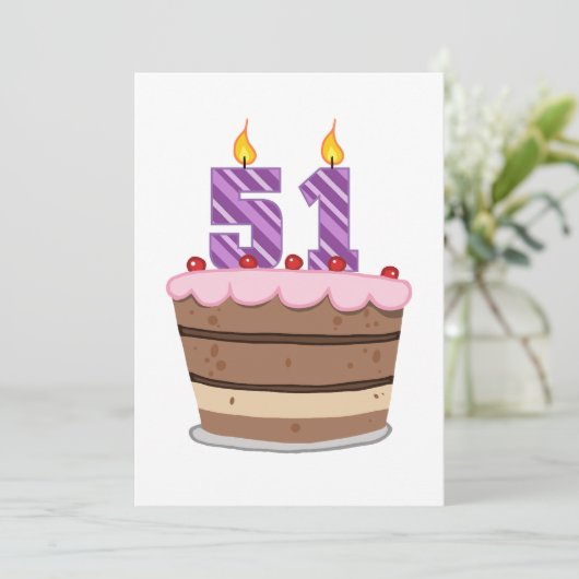 Leeftijd 51 op de Birthday Cake Kaart (Staand voorkant)