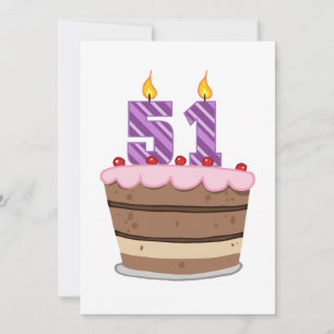 Leeftijd 51 op de Birthday Cake Kaart
