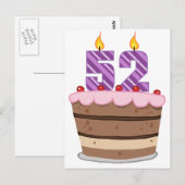 Leeftijd 52 op de Birthday Cake Briefkaart (Voorkant / Achterkant)