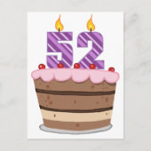 Leeftijd 52 op de Birthday Cake Briefkaart (Voorkant)