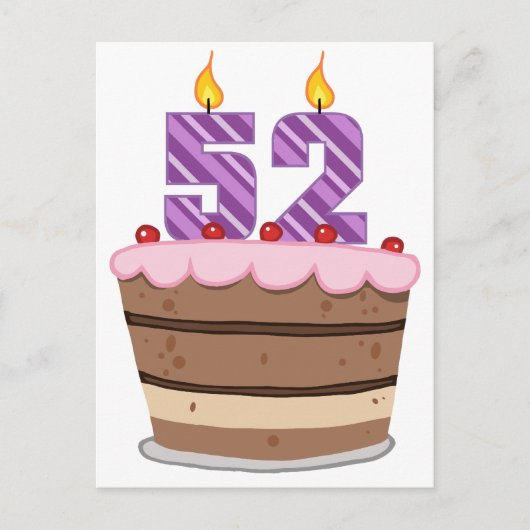 Leeftijd 52 op de Birthday Cake Briefkaart (Voorkant)