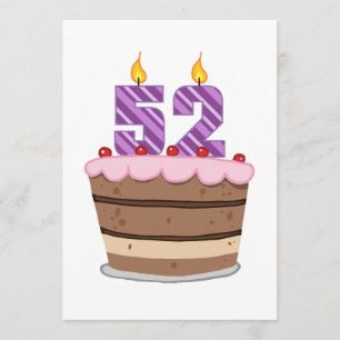 Leeftijd 52 op de Birthday Cake Kaart