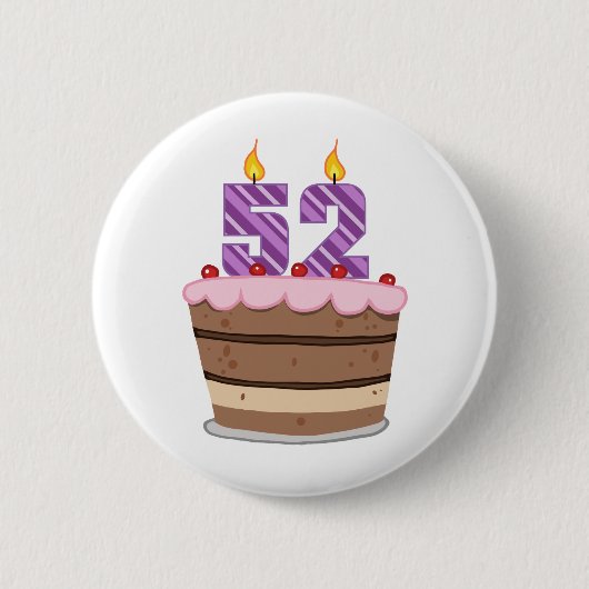 Leeftijd 52 op de Birthday Cake Ronde Button 5,7 Cm (Voorkant)