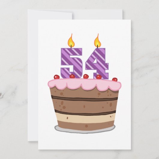 Leeftijd 54 op de Birthday Cake Kaart (Voorkant)