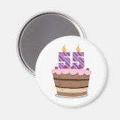 Leeftijd 55 op de Birthday Cake Magneet (Voorkant / Achterkant)