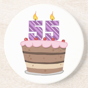 Leeftijd 55 op de Birthday Cake Zandsteen Onderzetter