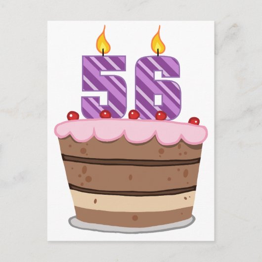 Leeftijd 56 op de Birthday Cake Briefkaart (Voorkant)