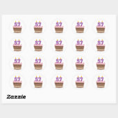 Leeftijd 57 op de Birthday Cake Ronde Sticker (Vel)
