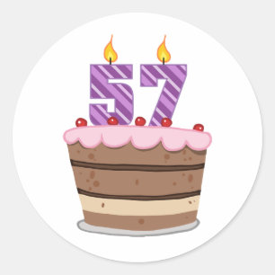 Leeftijd 57 op de Birthday Cake Ronde Sticker