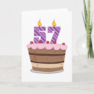 Leeftijd 57 op de Cake van de Verjaardag Kaart