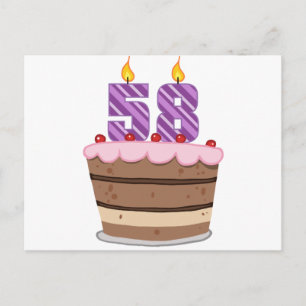 Leeftijd 58 op de Birthday Cake Briefkaart