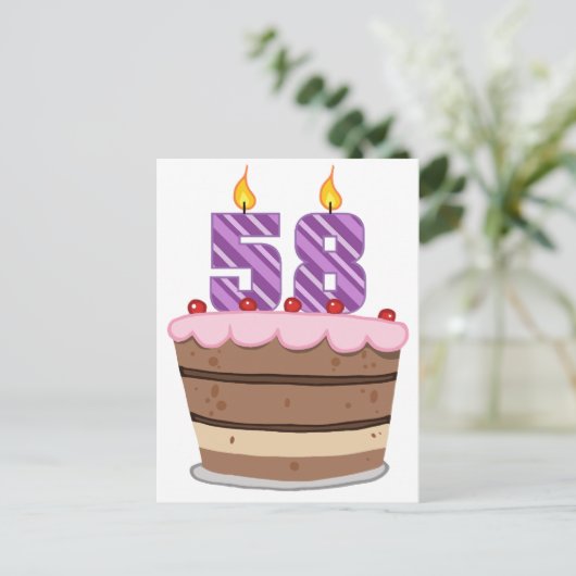 Leeftijd 58 op de Birthday Cake Briefkaart (Staand voorkant)