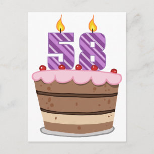 Leeftijd 58 op de Birthday Cake Briefkaart