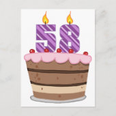 Leeftijd 58 op de Birthday Cake Briefkaart (Voorkant)