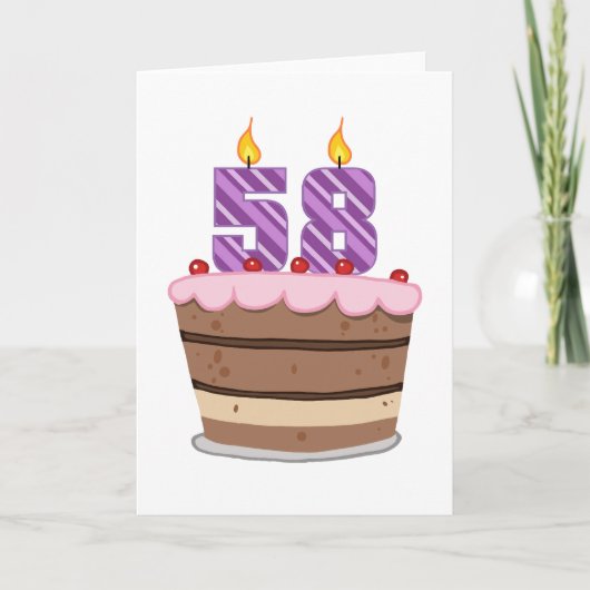Leeftijd 58 op de Birthday Cake Kaart (Voorkant)
