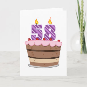 Leeftijd 58 op de Birthday Cake Kaart