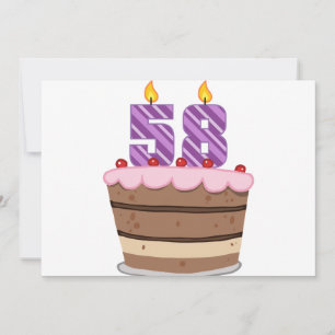 Leeftijd 58 op de Birthday Cake Kaart