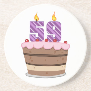 Leeftijd 59 op de Birthday Cake Zandsteen Onderzetter
