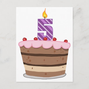 Leeftijd 5 op de Birthday Cake Briefkaart