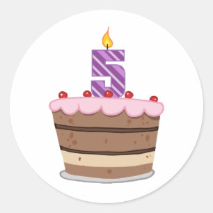 Leeftijd 5 op de Birthday Cake Ronde Sticker