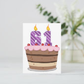 Leeftijd 61 op de Birthday Cake Briefkaart (Staand voorkant)