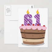 Leeftijd 61 op de Birthday Cake Briefkaart (Voorkant / Achterkant)