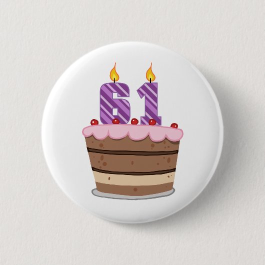 Leeftijd 61 op de Birthday Cake Ronde Button 5,7 Cm (Voorkant)