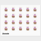 Leeftijd 61 op de Birthday Cake Ronde Sticker (Vel)
