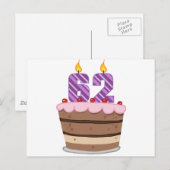 Leeftijd 62 op de Birthday Cake Briefkaart (Voorkant / Achterkant)