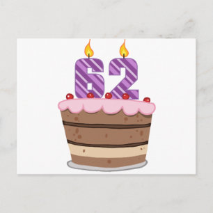 Leeftijd 62 op de Birthday Cake Briefkaart