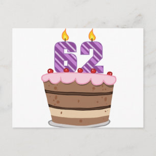 Leeftijd 62 op de Birthday Cake Briefkaart