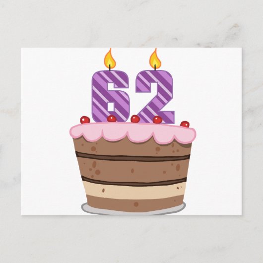 Leeftijd 62 op de Birthday Cake Briefkaart (Voorkant)
