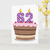 Leeftijd 62 op de Birthday Cake Kaart (Gele Bloem)