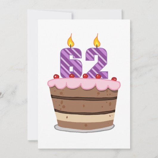 Leeftijd 62 op de Birthday Cake Kaart (Voorkant)