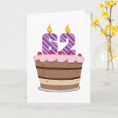 Leeftijd 62 op de Birthday Cake Kaart (Gele Bloem)