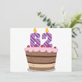 Leeftijd 62 op de Birthday Cake Kaart (Staand voorkant)