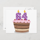 Leeftijd 64 op de Birthday Cake Briefkaart (Voorkant / Achterkant)