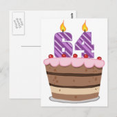 Leeftijd 64 op de Birthday Cake Briefkaart (Voorkant / Achterkant)