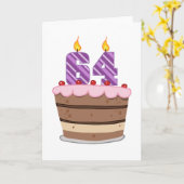 Leeftijd 64 op de Birthday Cake Kaart (Gele Bloem)