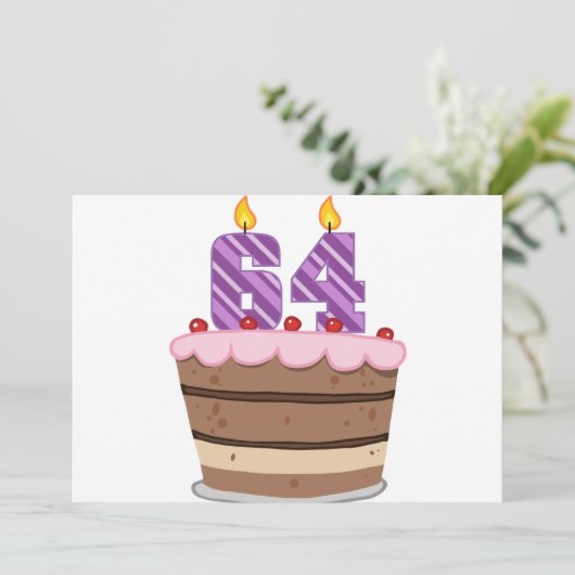 Leeftijd 64 op de Birthday Cake Kaart (Staand voorkant)