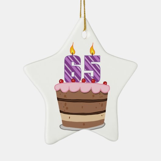 Leeftijd 65 op de Birthday Cake Keramisch Ornament (Rechts)