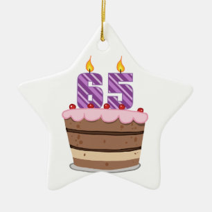 Leeftijd 65 op de Birthday Cake Keramisch Ornament