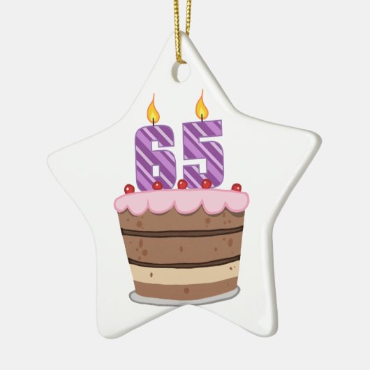Leeftijd 65 op de Birthday Cake Keramisch Ornament (Links)