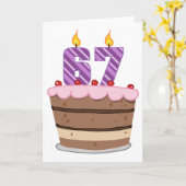 Leeftijd 67 op de Cake van de Verjaardag Kaart (Gele Bloem)
