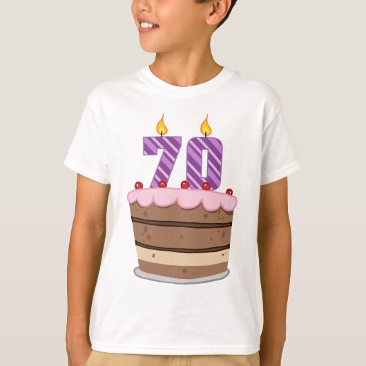 Leeftijd 70 op de Birthday Cake T-shirt (Voorkant)