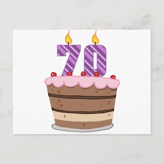Leeftijd 70 op de Cake van de Verjaardag Briefkaart (Voorkant)