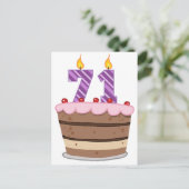 Leeftijd 71 op de Birthday Cake Briefkaart (Staand voorkant)